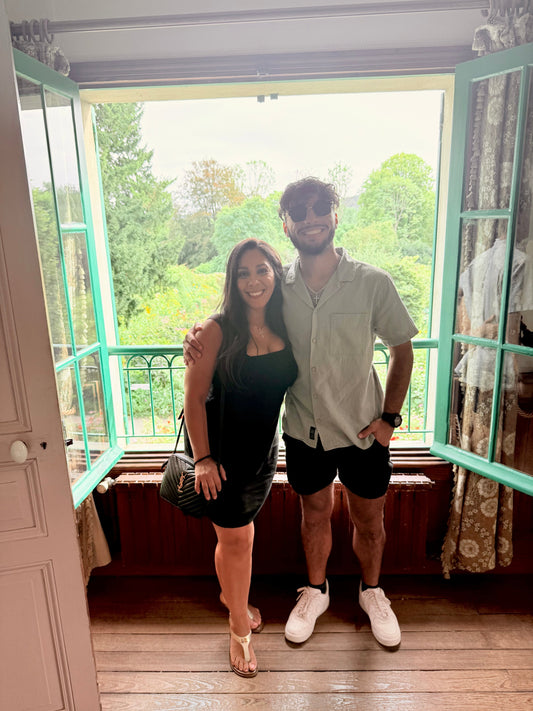 Katherine Lopez photographed in France with her son. 