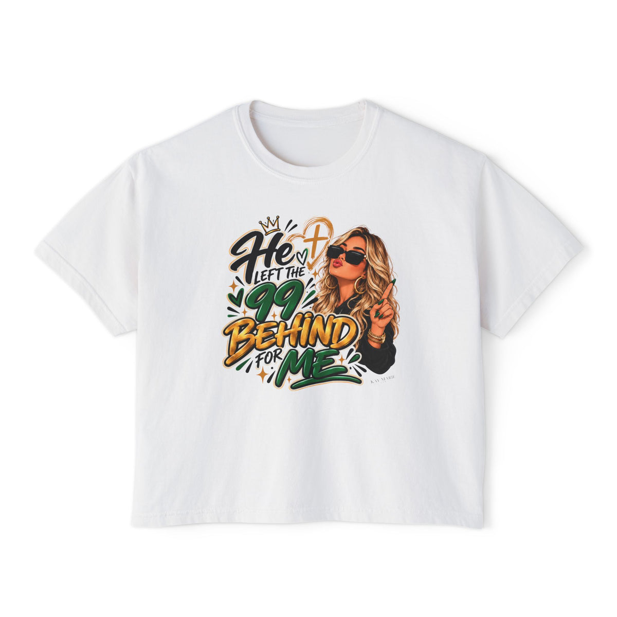 He Left The 99 Behind For Me Blondie | Women's Boxy Tee | Luke 15:4