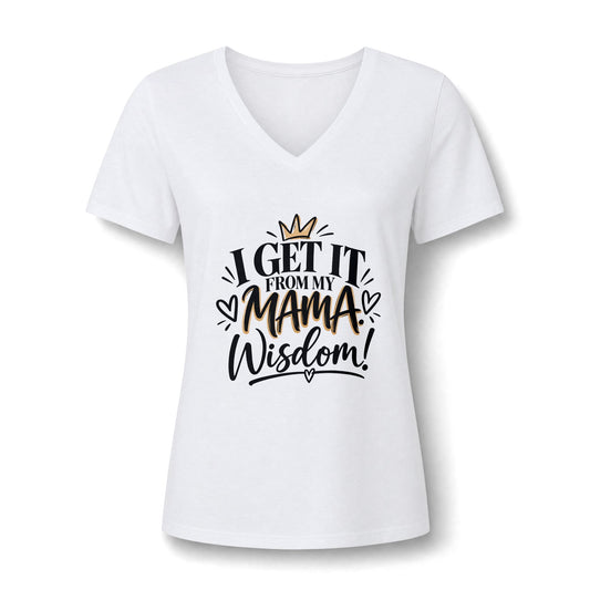 I Get It from My Mama Wisdom (Gold) V-Neck T-Shirt