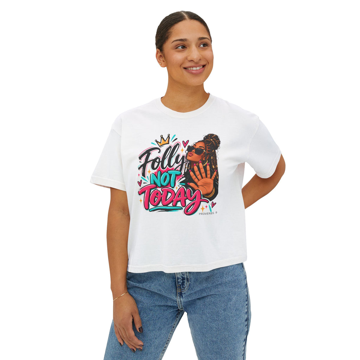 Folly? Not Today Tan | Women's Boxy Tee | Sassy Graphic Shirt