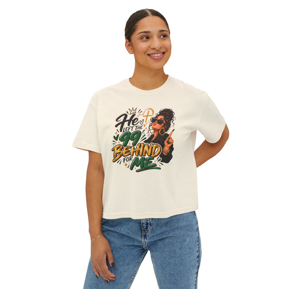 He Left The 99 Behind For Me Sunkissed 2 | Women's Boxy Tee | Luke 15:4