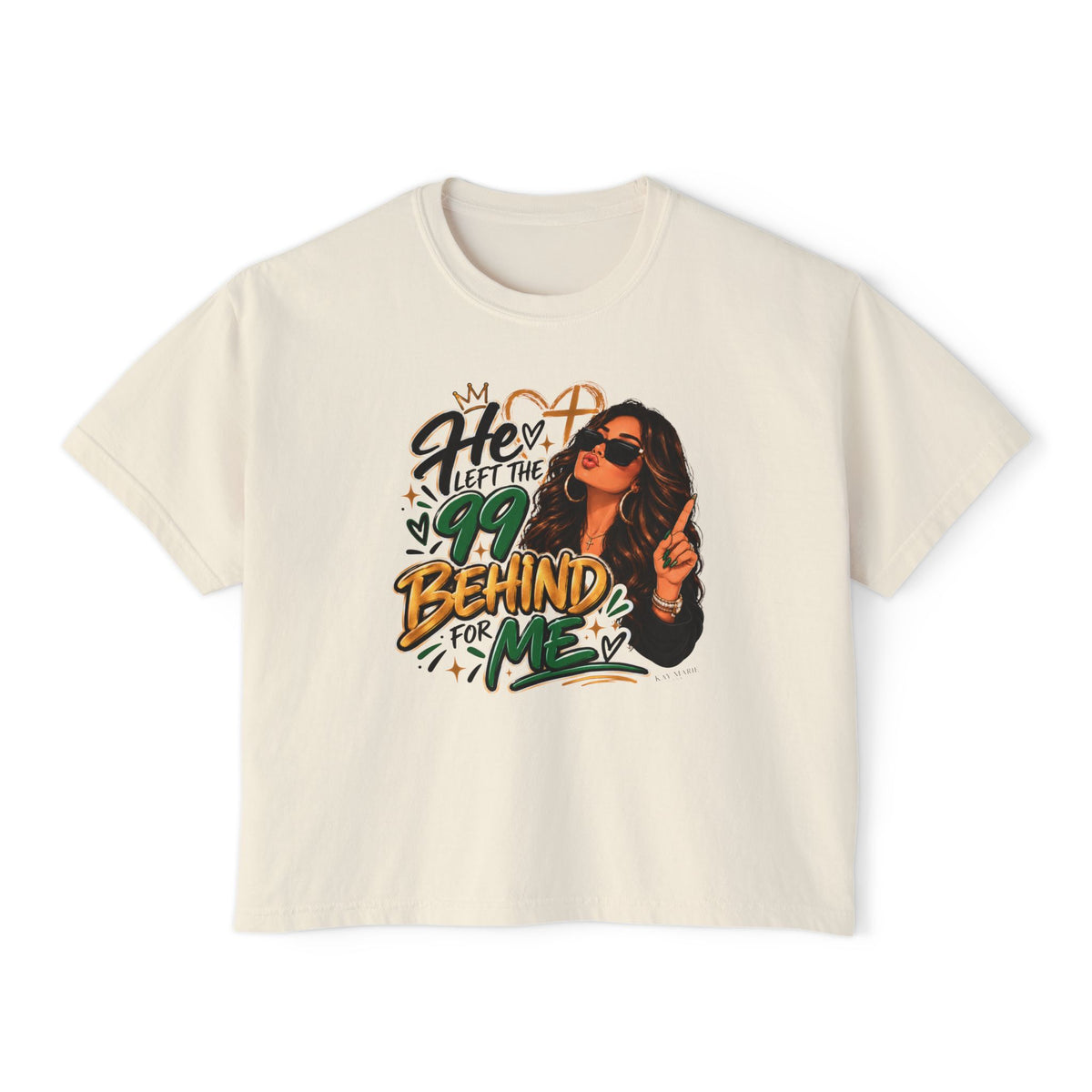 He Left The 99 Behind For Me Sunkissed | Women's Boxy Tee | Luke 15:4