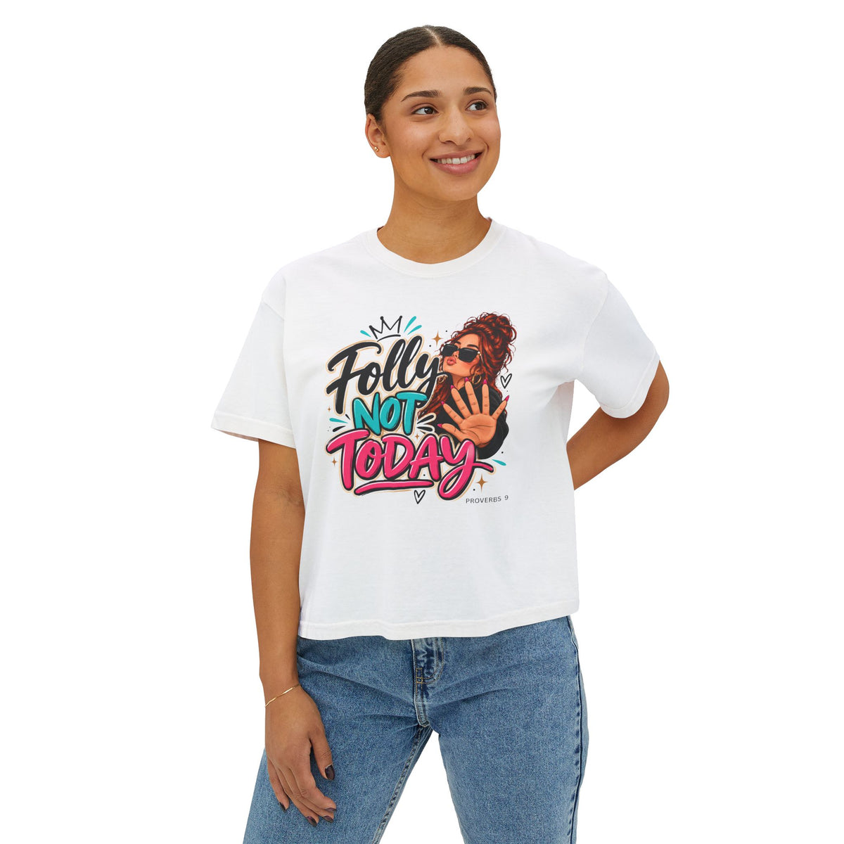 Folly? Not Today Red | Women's Boxy Tee | Sassy Graphic Shirt