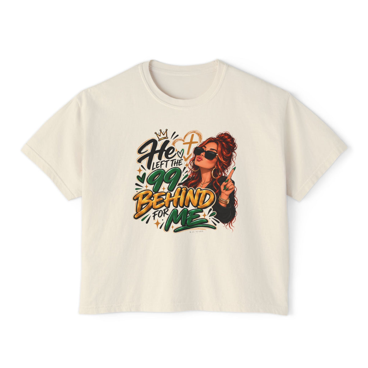 He Left The 99 Behind For Me Red | Women's Boxy Tee | Luke 15:4