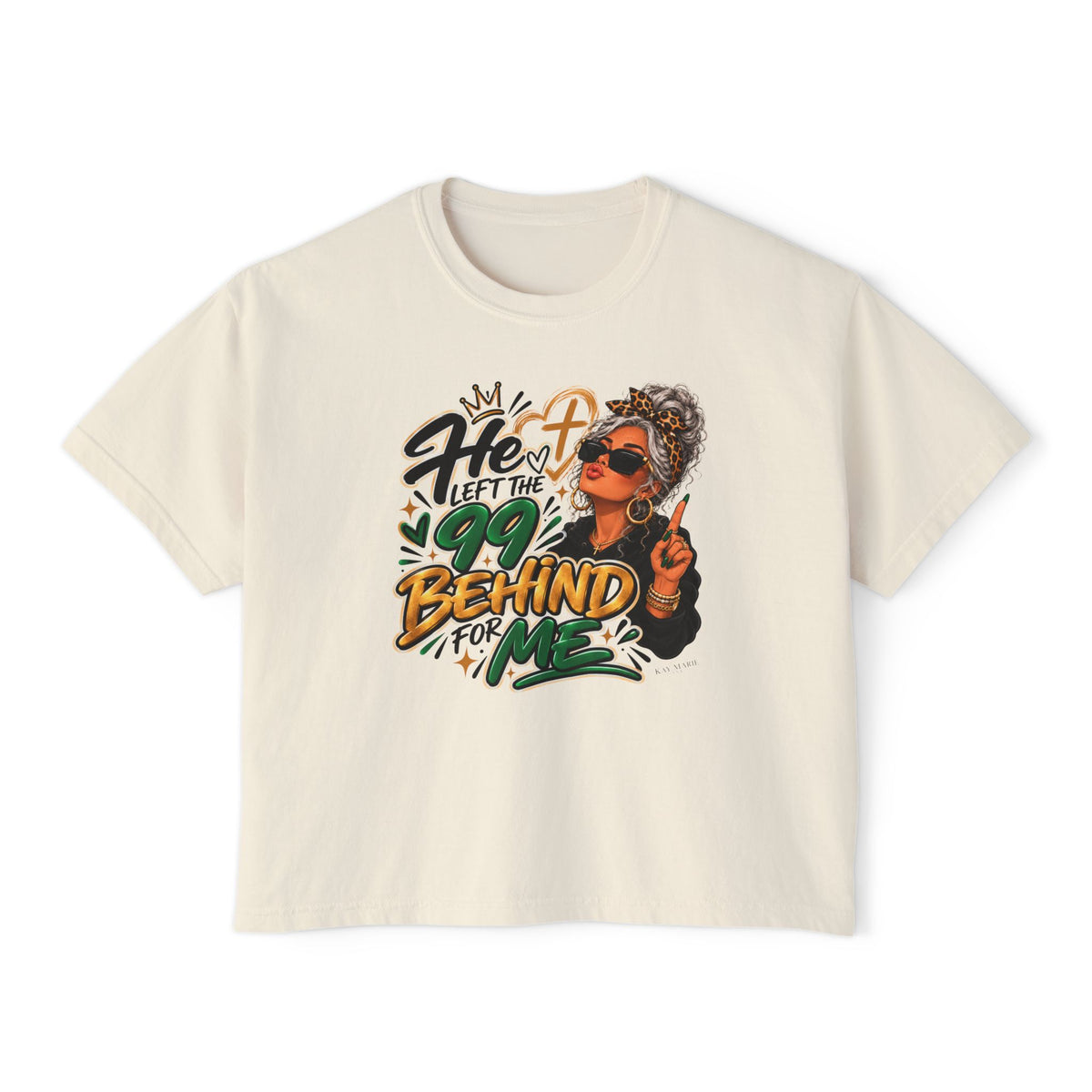 He Left The 99 Behind For Me Silver | Women's Boxy Tee | Luke 15:4