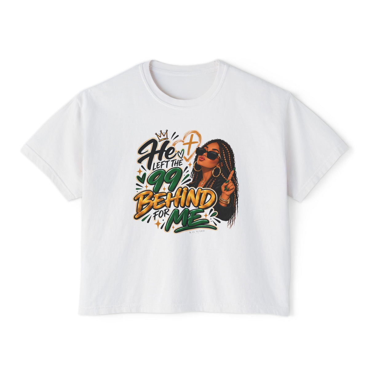 He Left The 99 Behind For Me Tan| Women's Boxy Tee | Luke 15:4