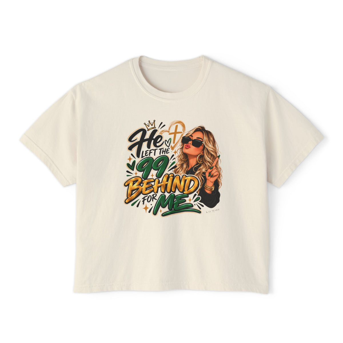 He Left The 99 Behind For Me Blondie | Women's Boxy Tee | Luke 15:4