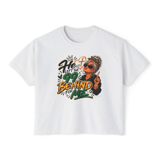 He Left The 99 Behind For Me Silver | Women's Boxy Tee | Luke 15:4
